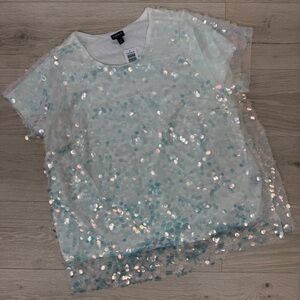 Sequin Embellished White Top
